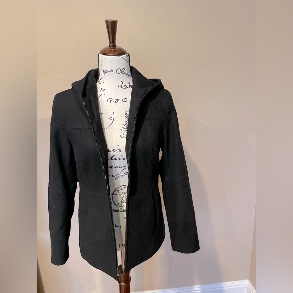 Express black coat. With hood